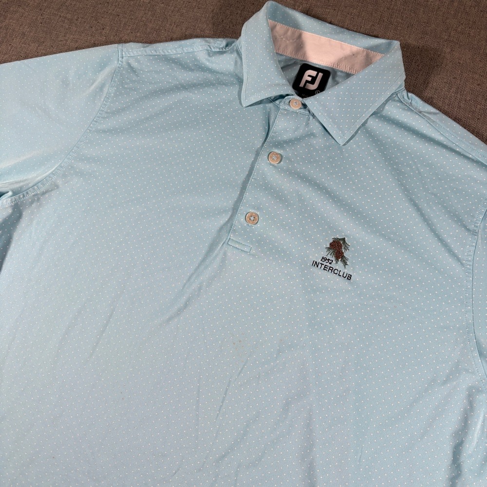 FootJoy Polo Shirt Mens Large Light Blue Micro Dot Performance 1952 Interclub
